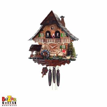 Quartz cuckoo-clock - fisherman/water mill/dancers