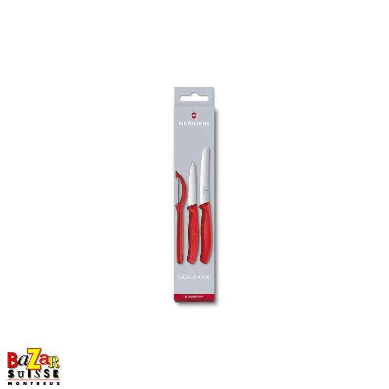 Swiss Classic Paring Knife Set with Peeler, 3 Pieces - Victorinox Swiss Classic Paring Knife Set with Peeler, 3 Pieces - Victorinox