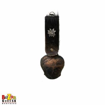 Old Tyrolian bell with fur & metal Edelweiss