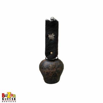 Old Tyrolian bell with fur & metal Edelweiss