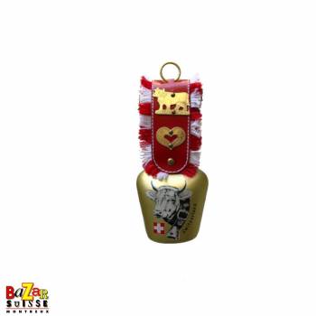 Bell with leather imitation strap and metal heart with cow motif