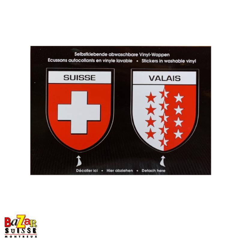 Autocollants écussons Suisse et canton du Valais