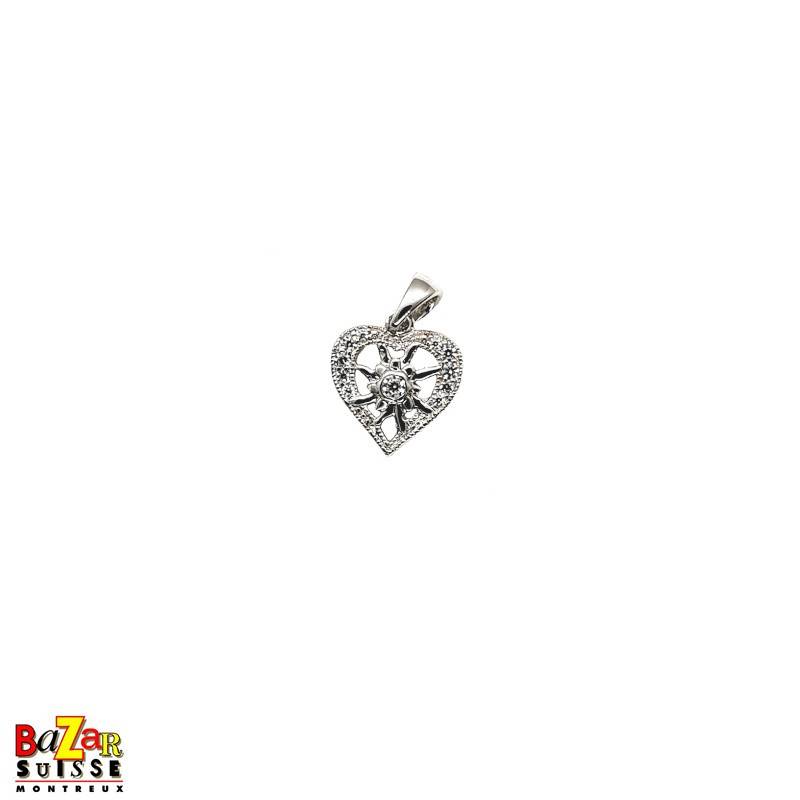 Pendentif coeur avec petite edelweiss