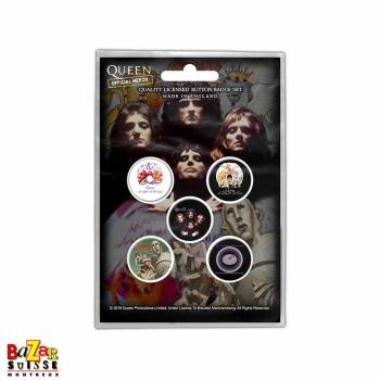 Set of 5 Queen button badges - Early Albums
