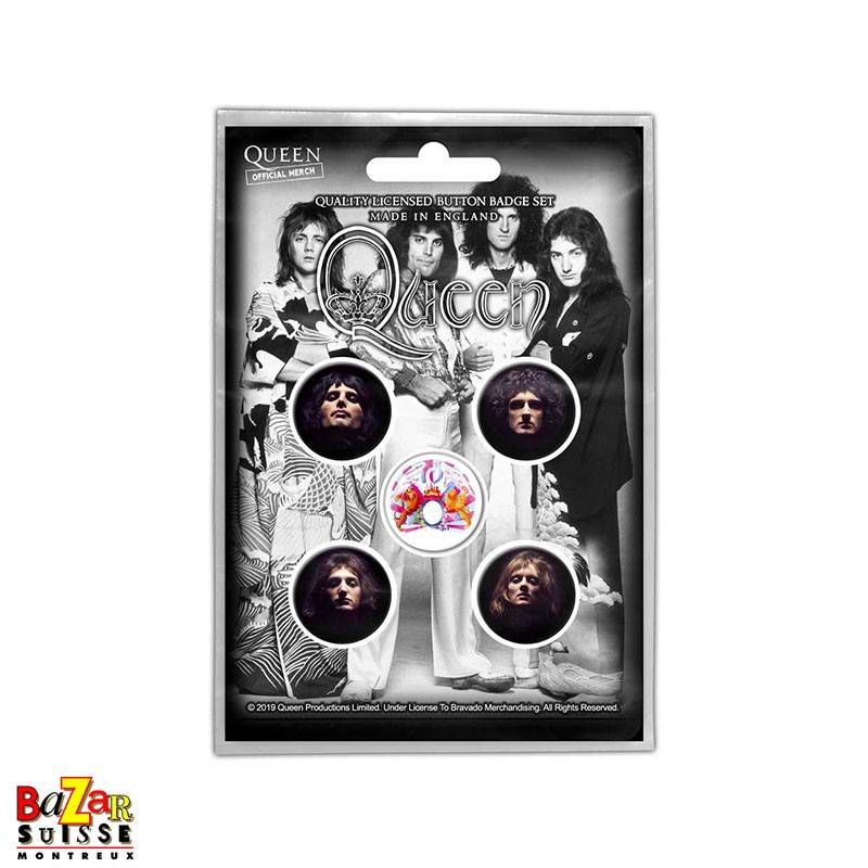 Set of 5 Queen button badges - Faces