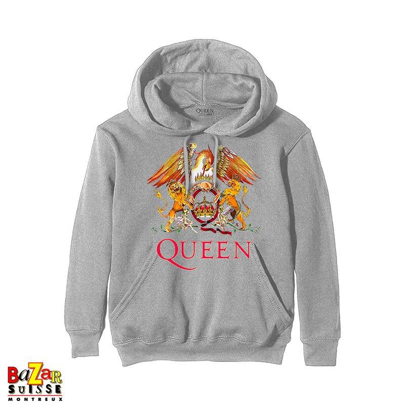 Pull à capuche Queen Crest gris