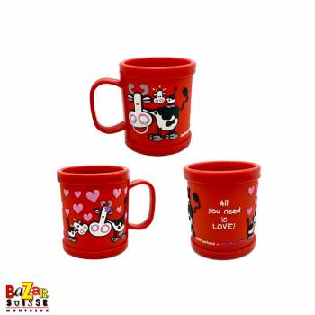 Plastic mug Mumu Cow, red