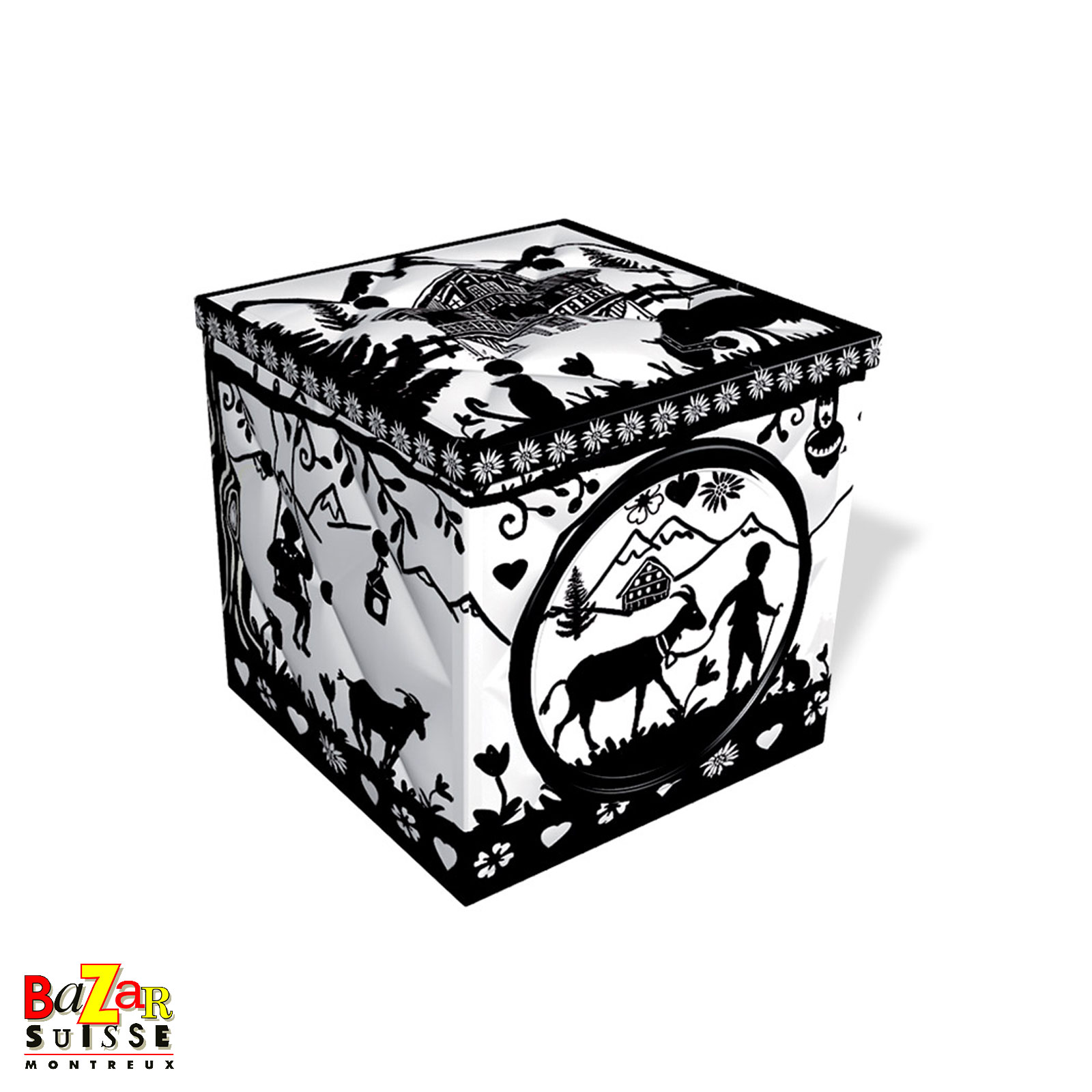Découpage metal box - 9 x 9 cm