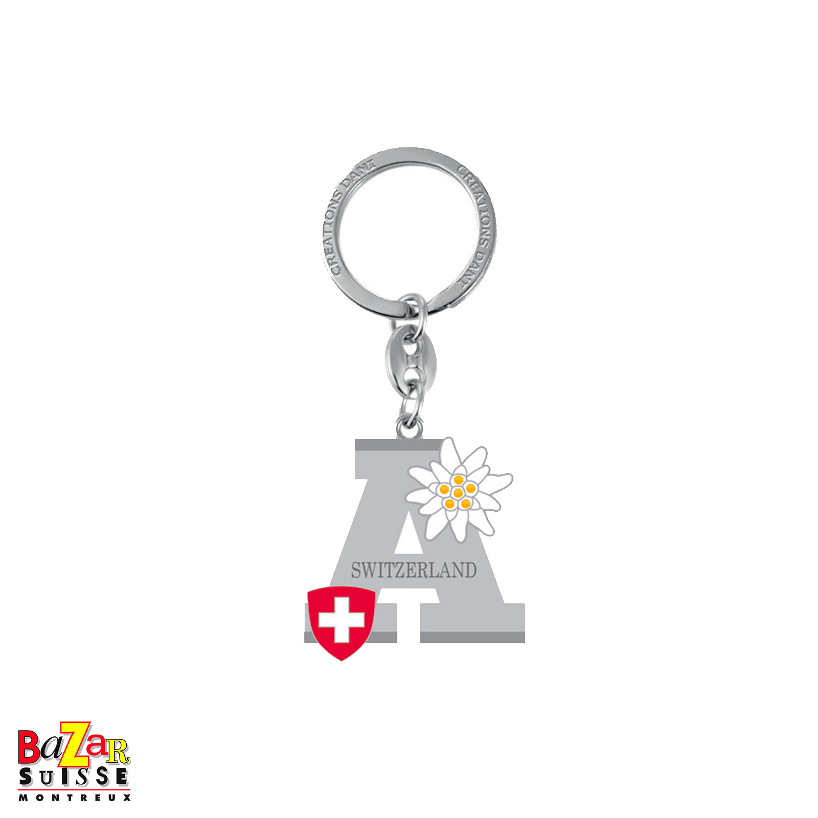 Letter "A" keyring with edelweiss