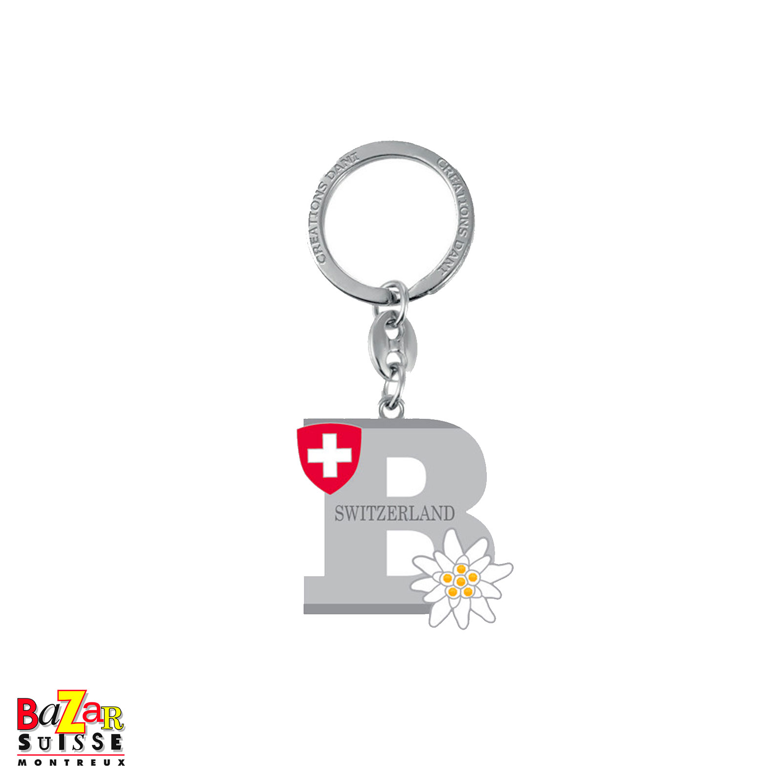 Letter "B" keyring with edelweiss