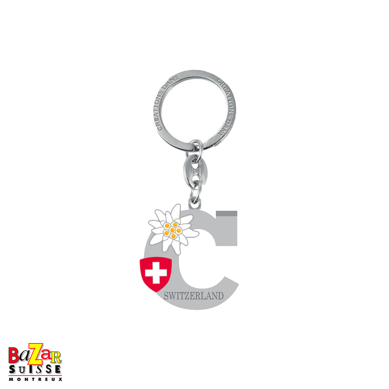Letter "C" keyring with edelweiss