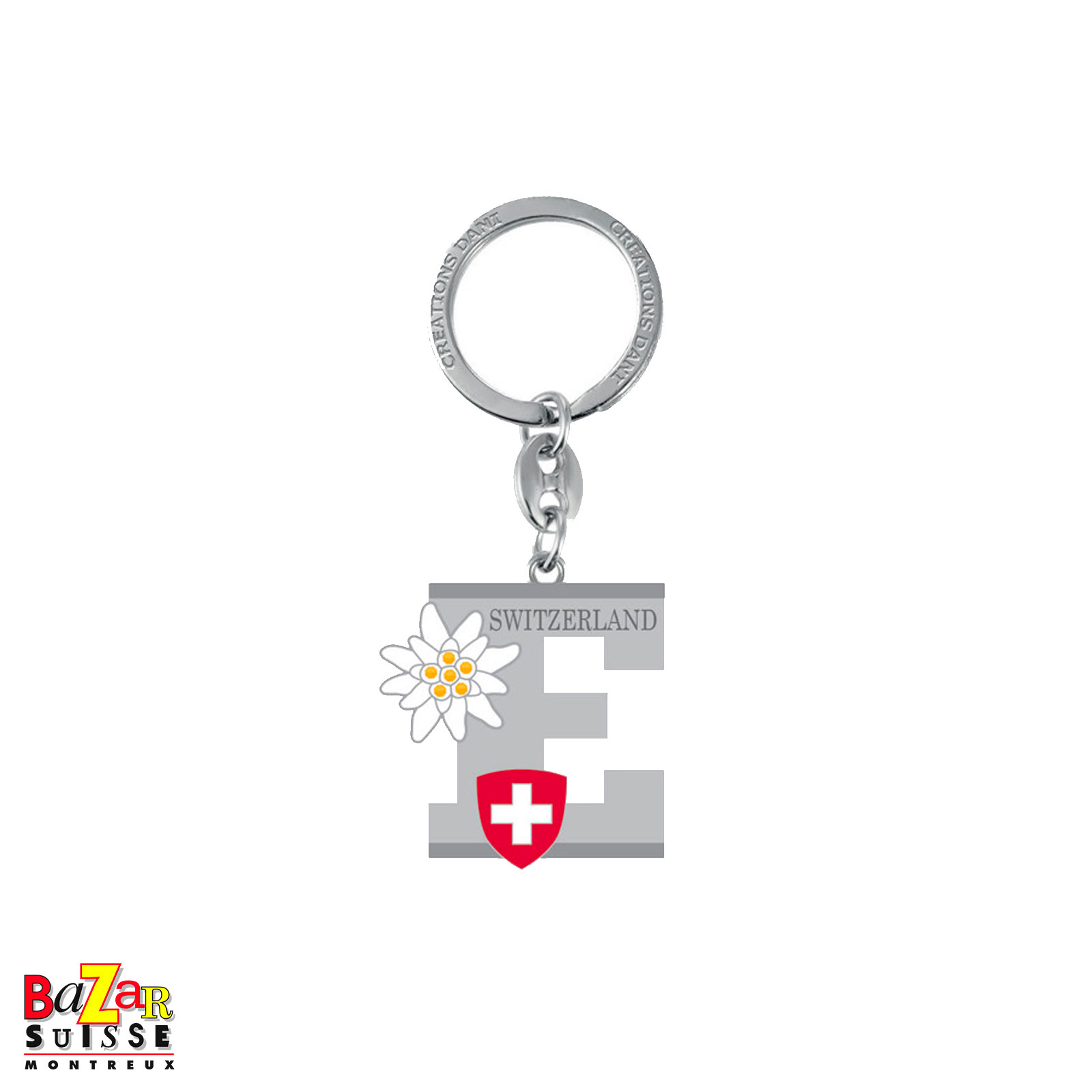 Letter "E" keyring with edelweiss