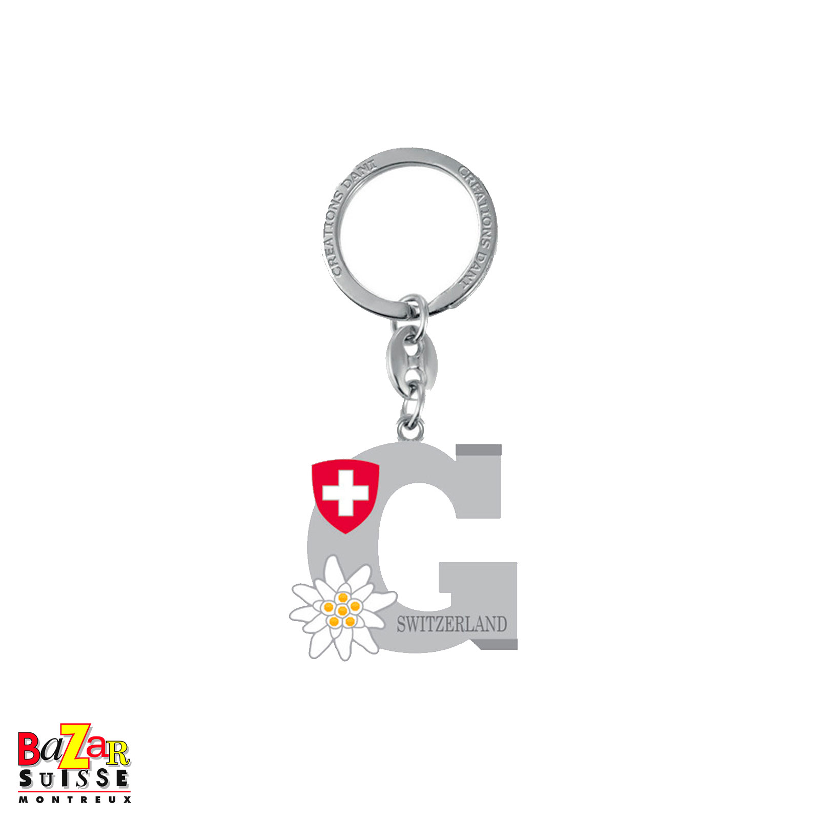 Letter "G" keyring with edelweiss