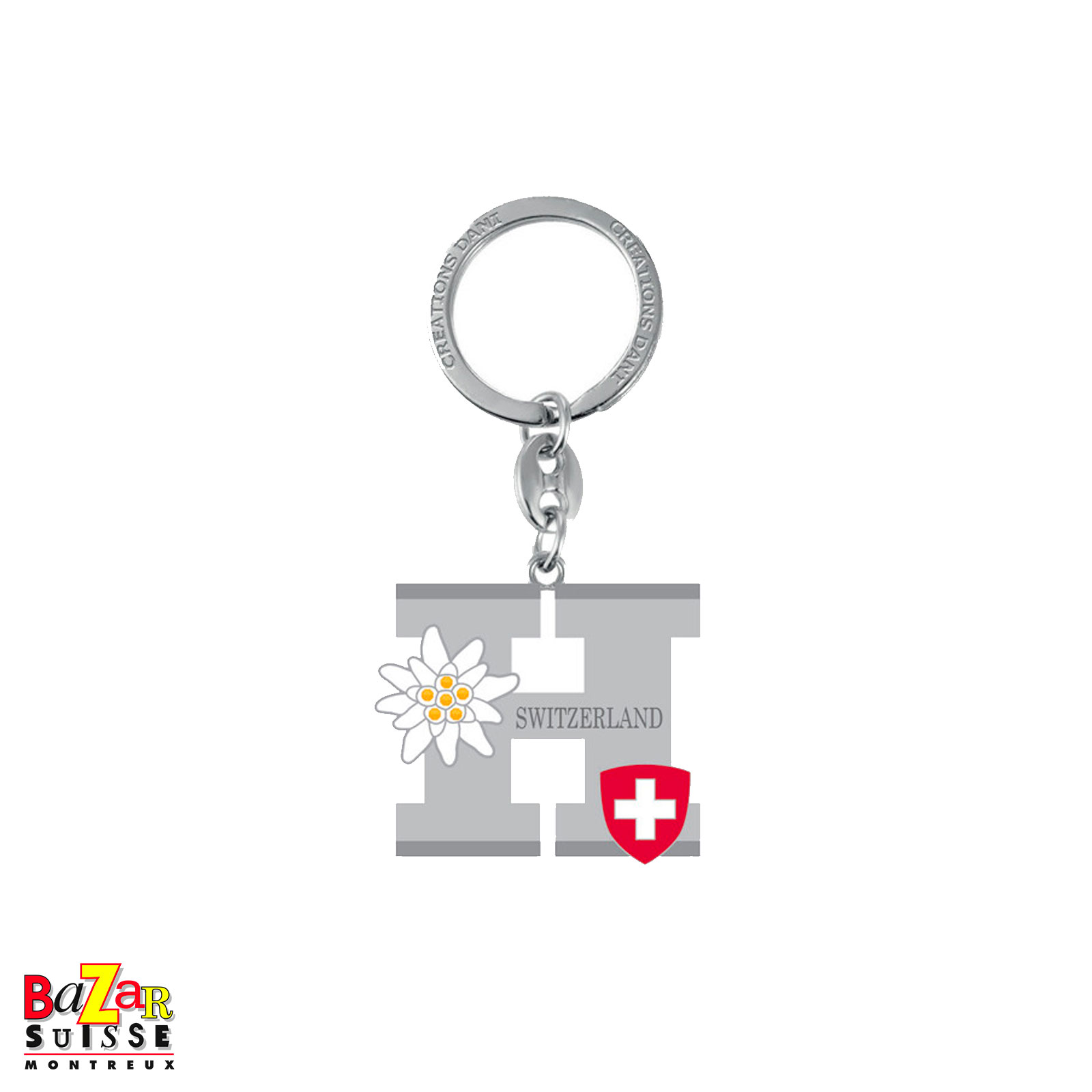 Letter "H" keyring with edelweiss