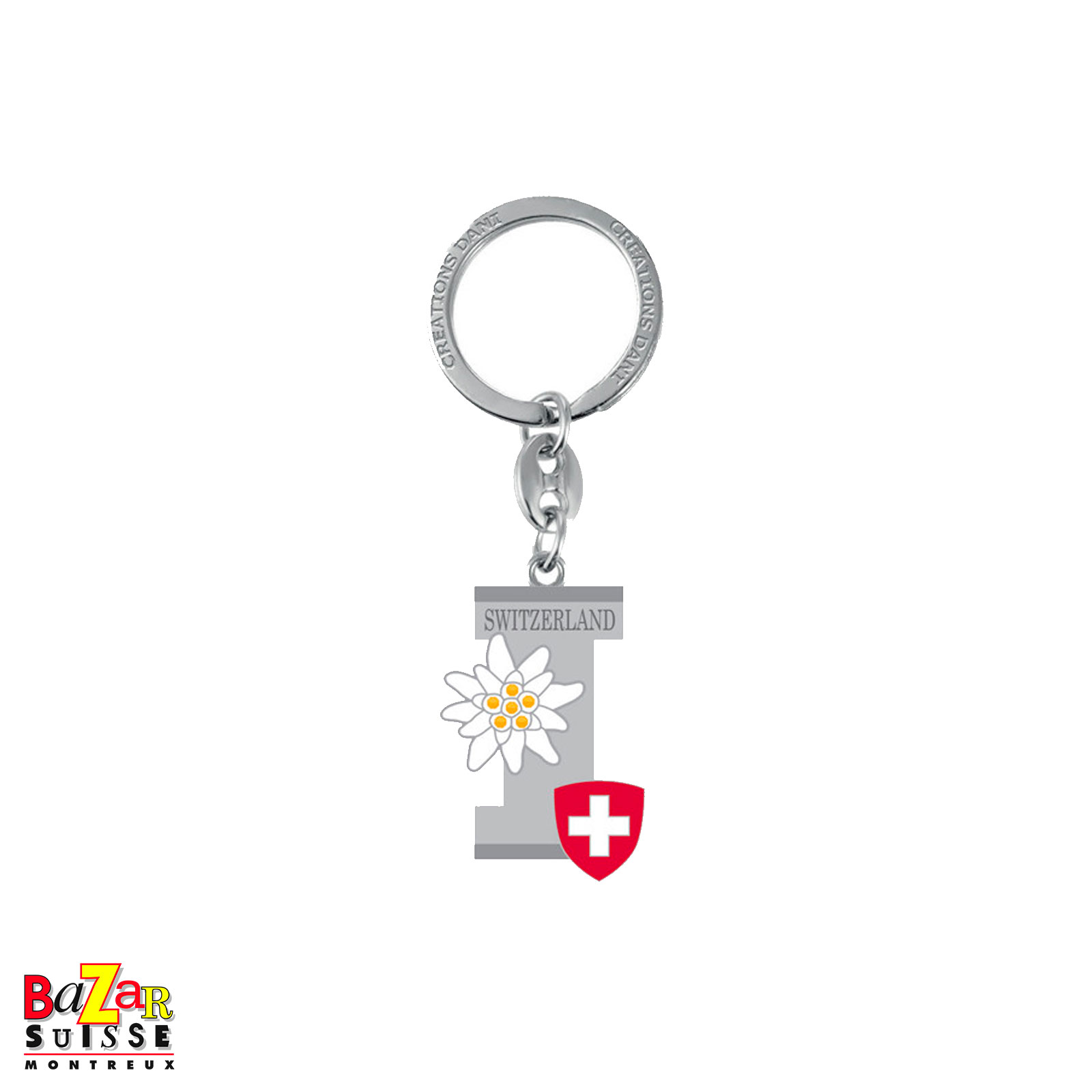 Letter "I" keyring with edelweiss