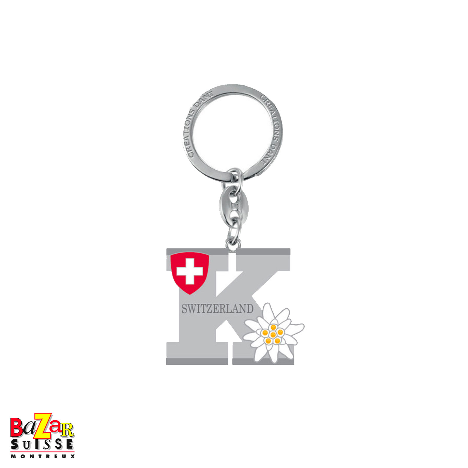 Letter "K" keyring with edelweiss