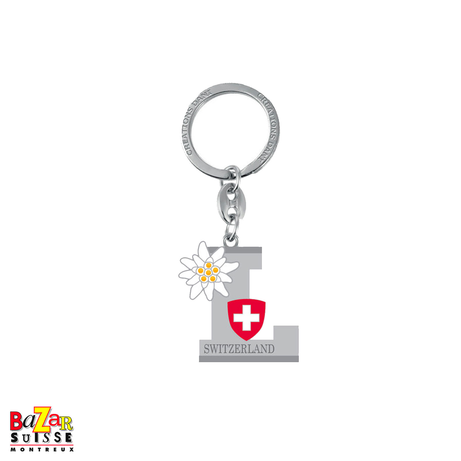 Letter "L" keyring with edelweiss