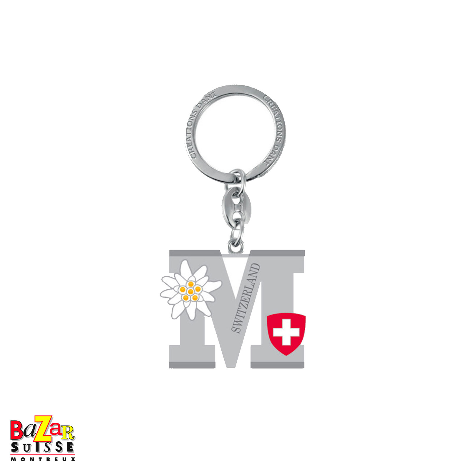 Letter "M" keyring with edelweiss