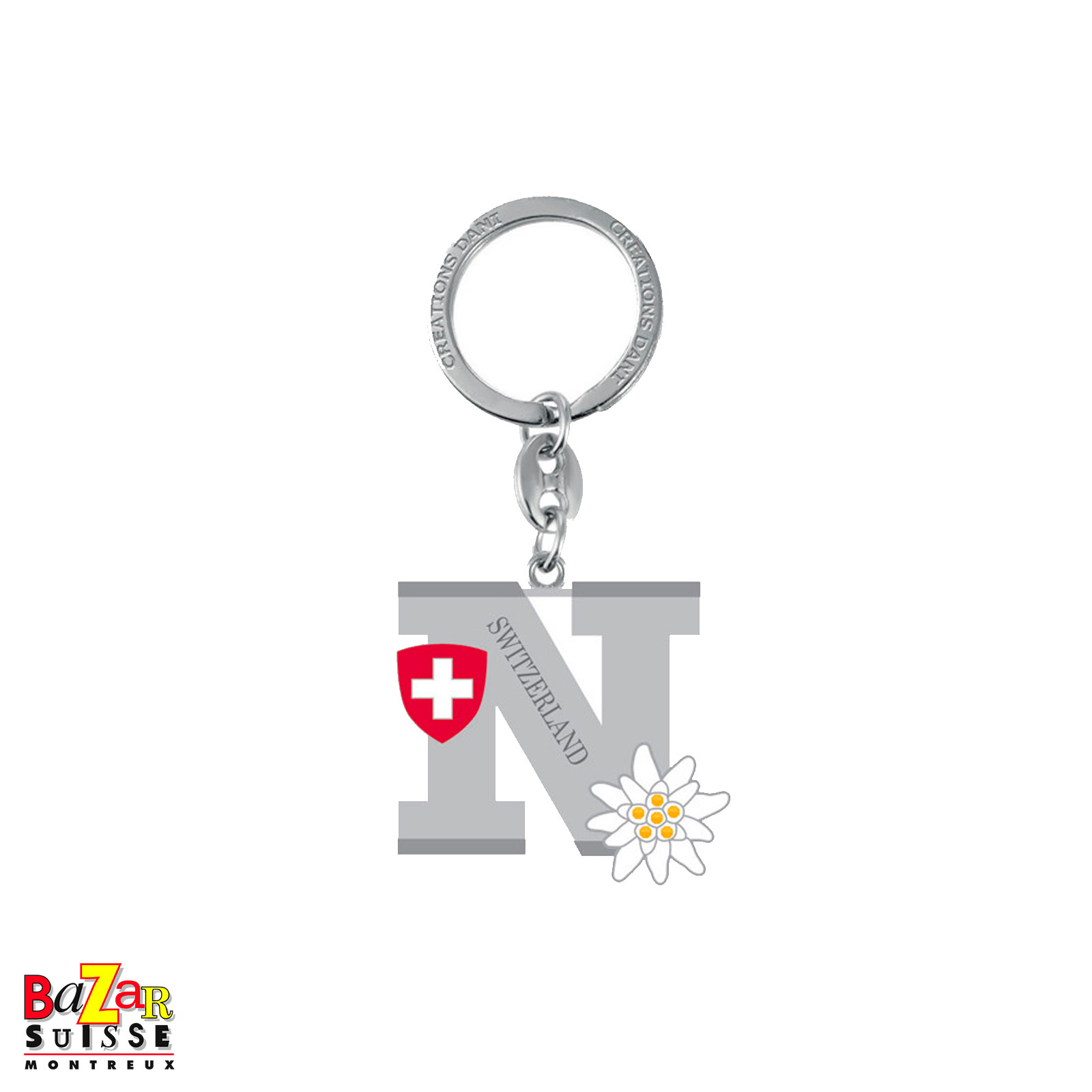 Letter "N" keyring with edelweiss