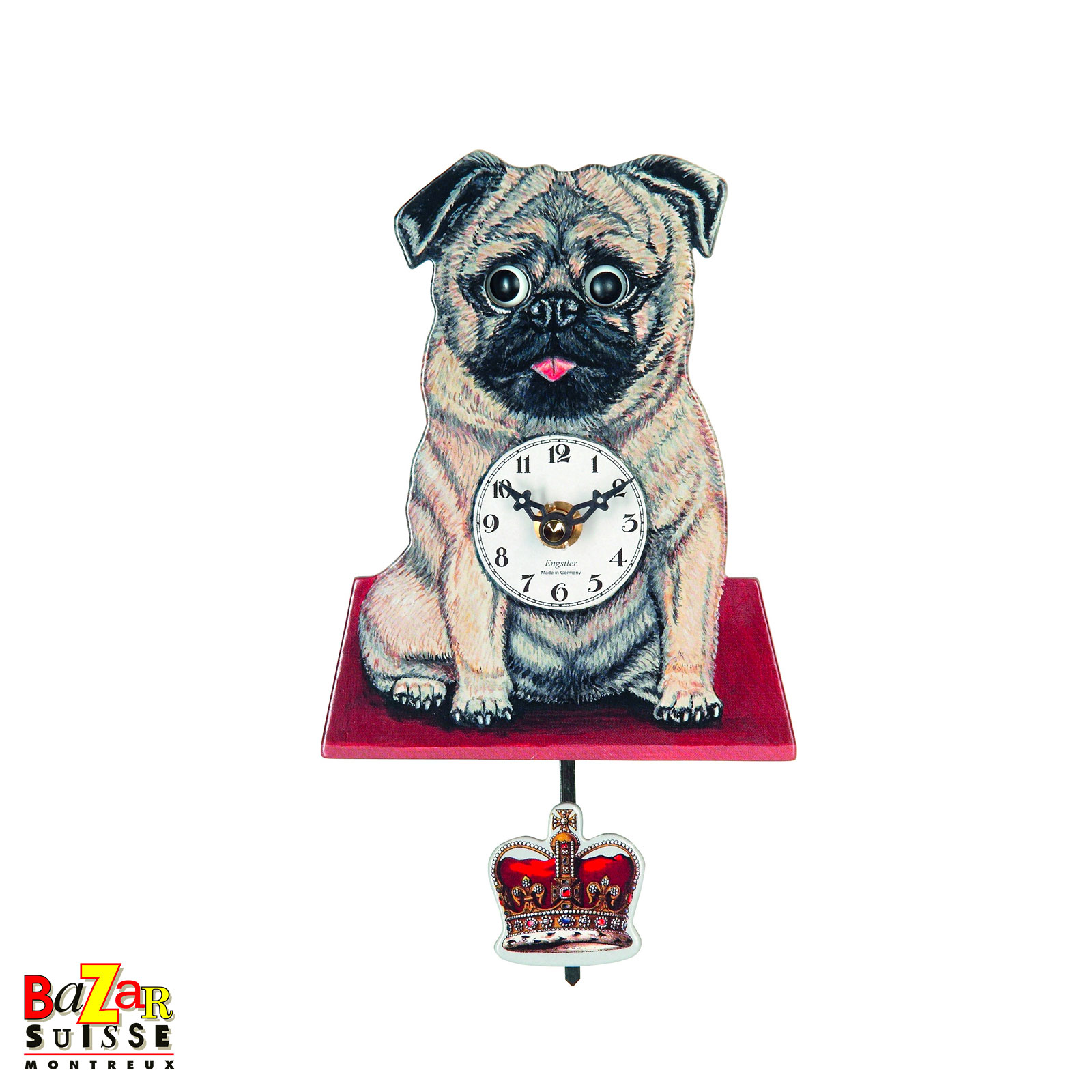 Pug quartz clock - 15 cm