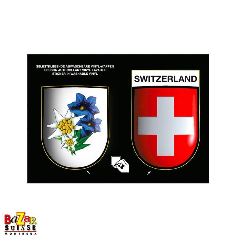 Swiss flowers and coat of arms stickers