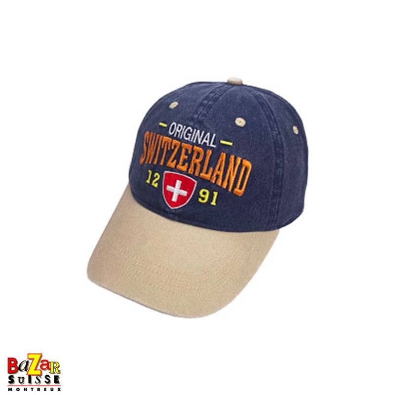 Blue Embroidered Switzerland Cap