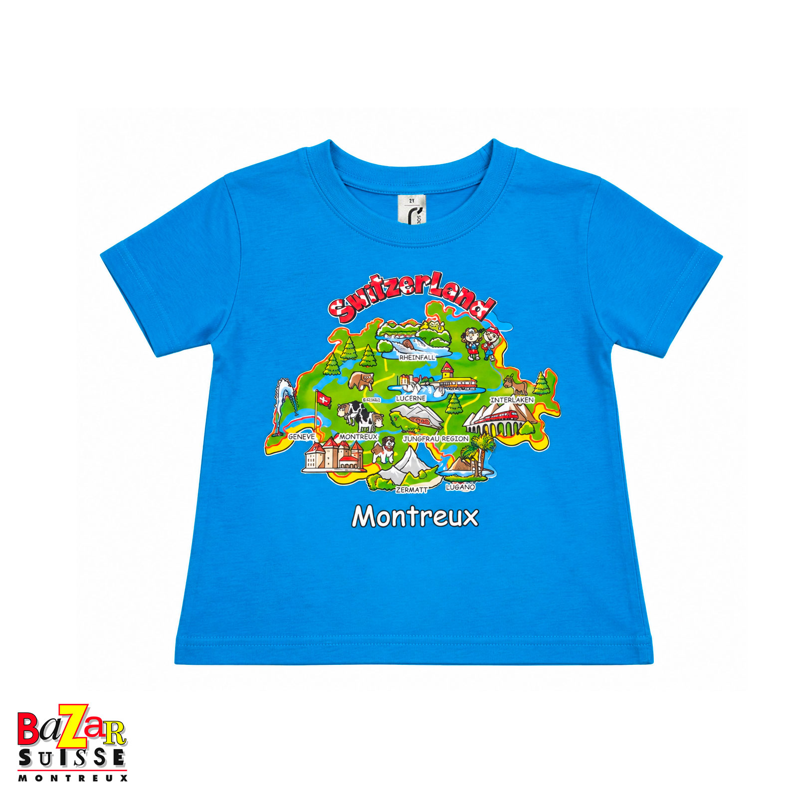 Schweizkarte Kinder-T-Shirt - blau