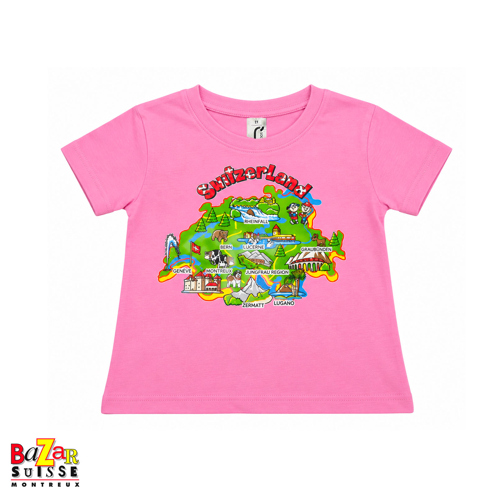 Schweizkarte Kinder-T-Shirt - rosa