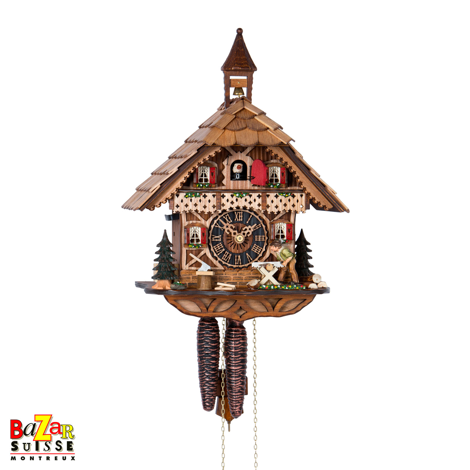 Black Forest mechanical cuckoo clock with wood sawyer