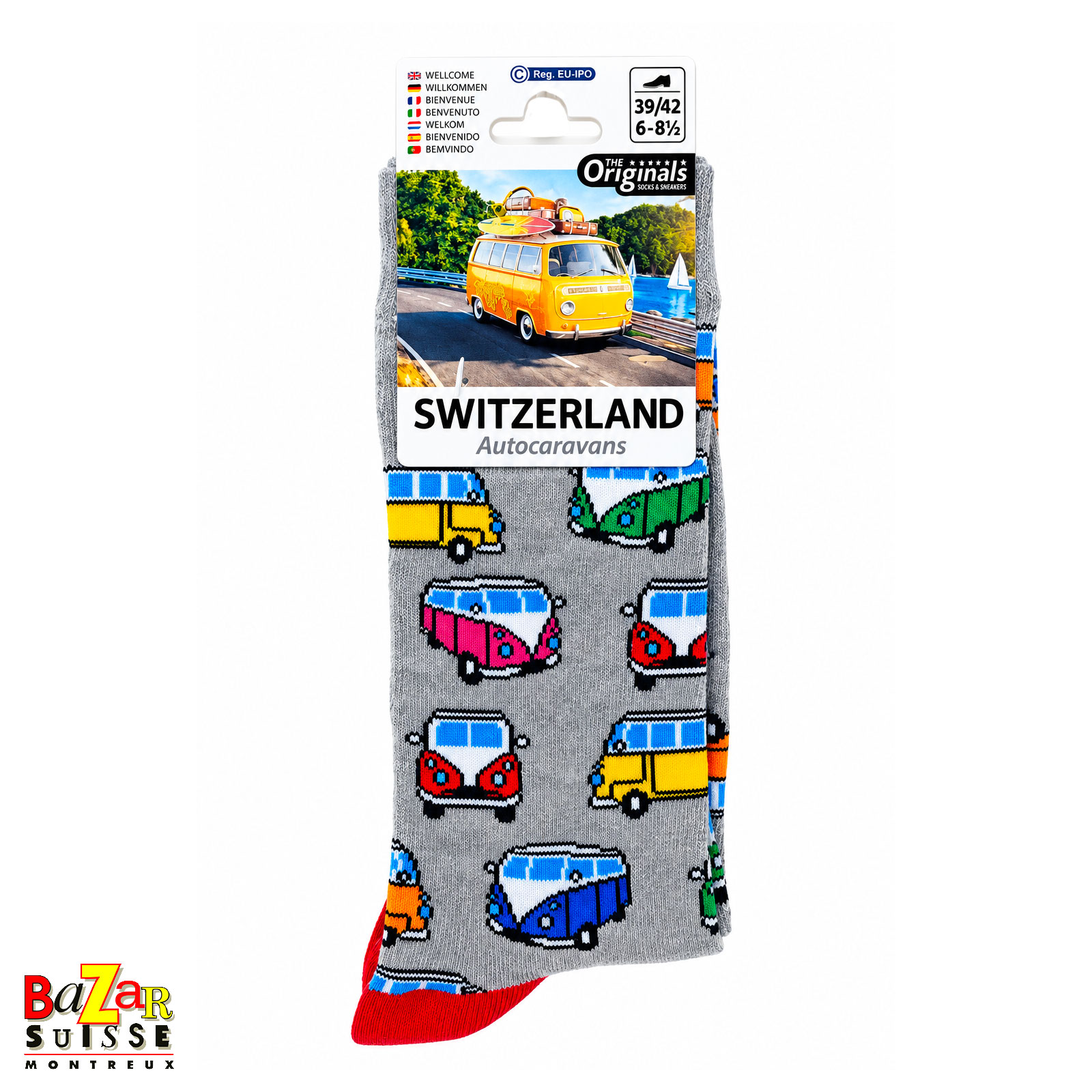 Socks - colourful retro minibuses