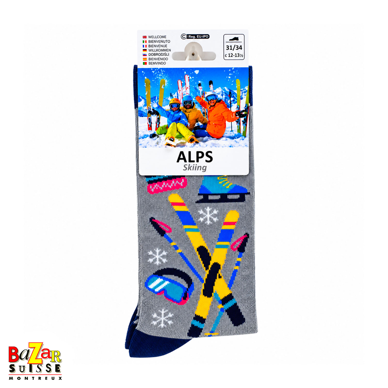 Kindersocken - Skimotive auf Grau