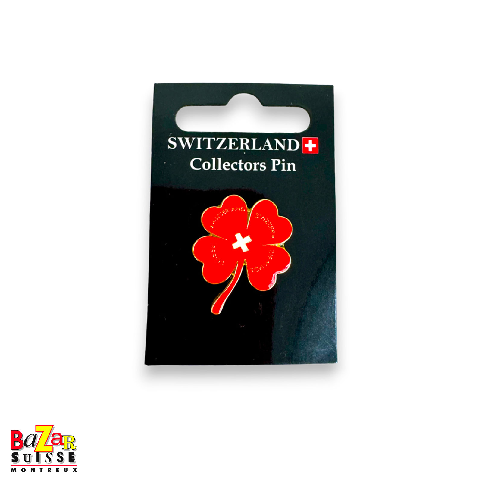 Pin’s trèfle à quatre feuilles - Croix suisse