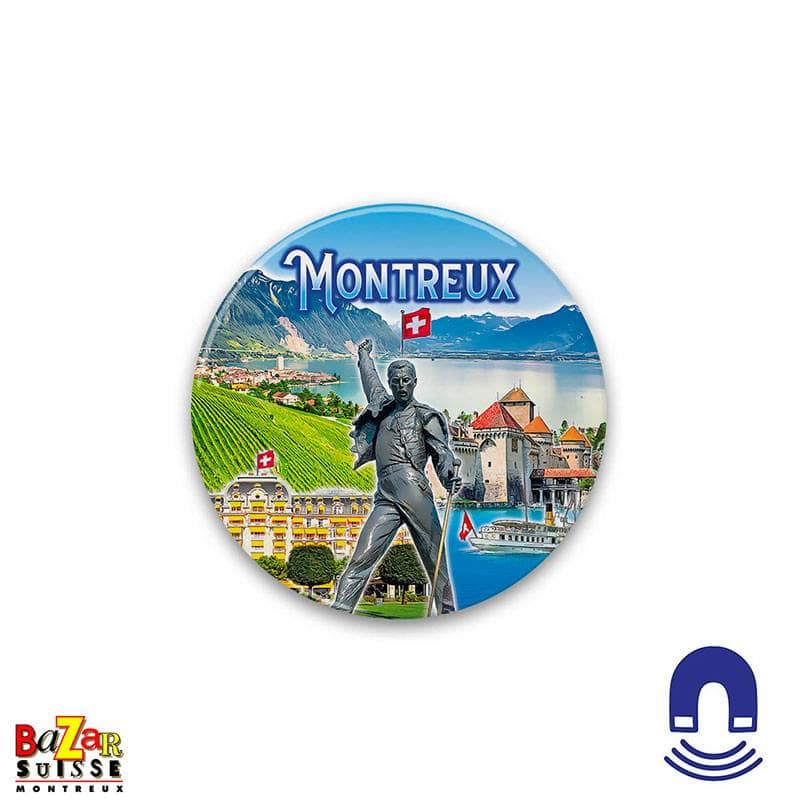 Runder Dekorationsmagnet – Montreux-Motive