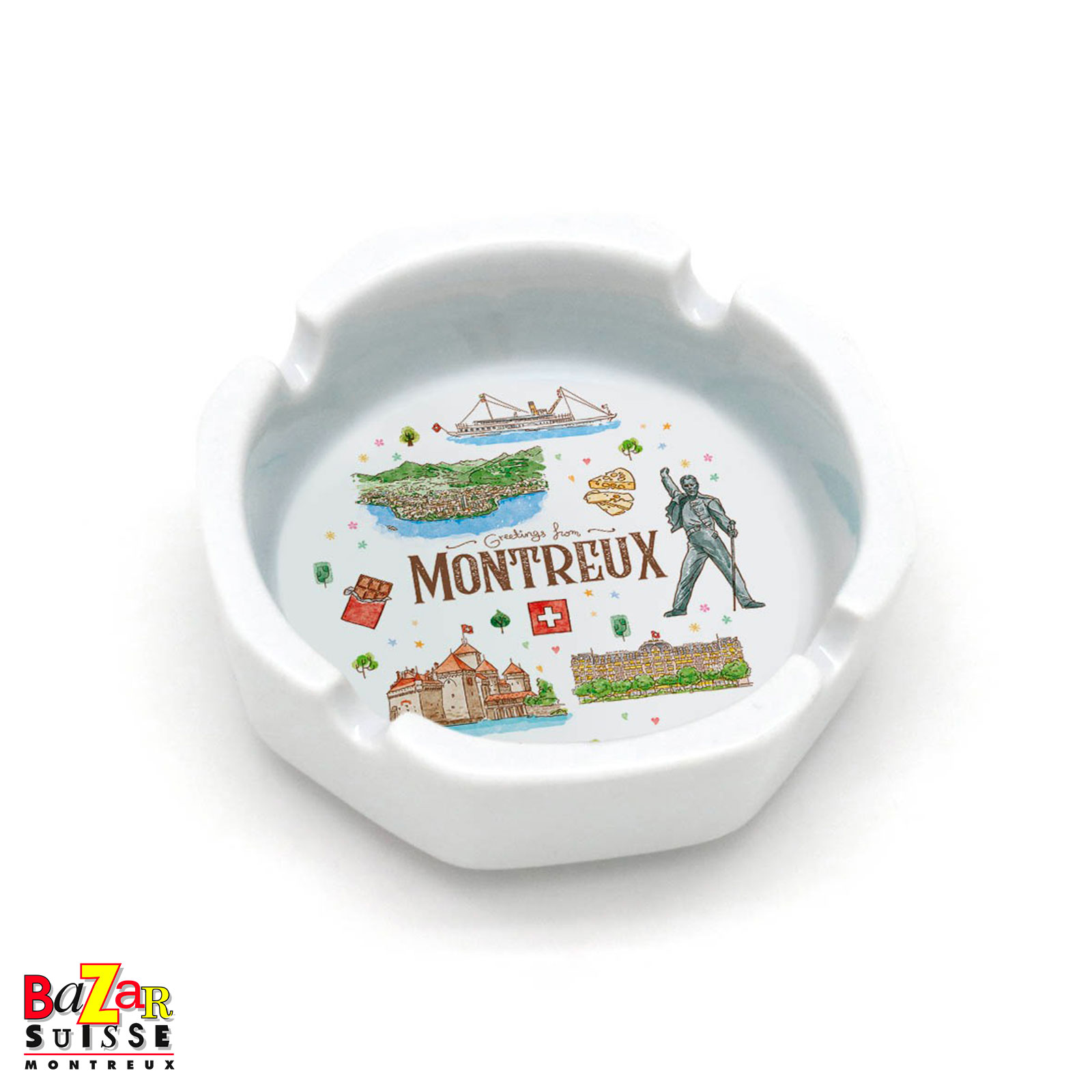 Cendrier Montreux - illustrations, 7,5 cm