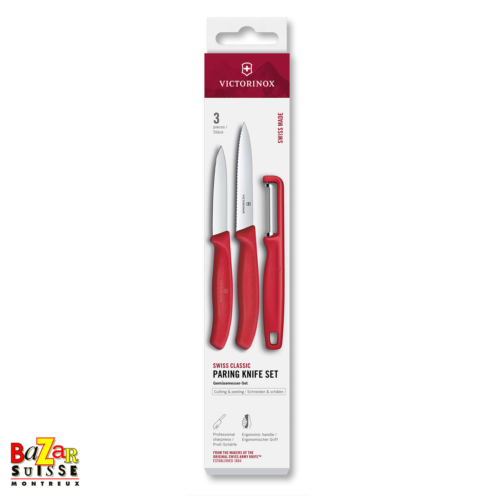 Victorinox Swiss Classic - 2 paring knives and straight peeler