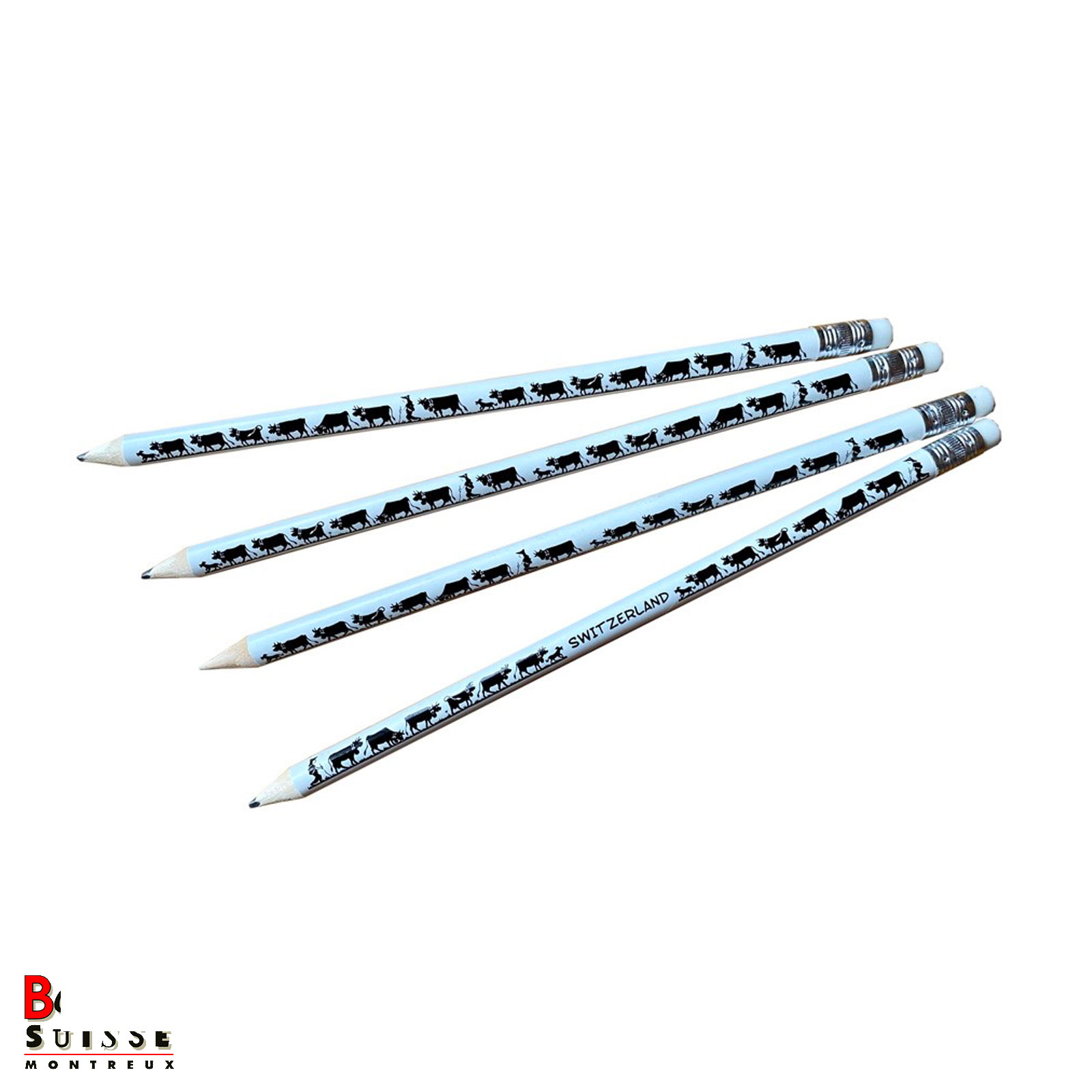 Set di 4 matite con gomma - motivi in stile ritaglio
