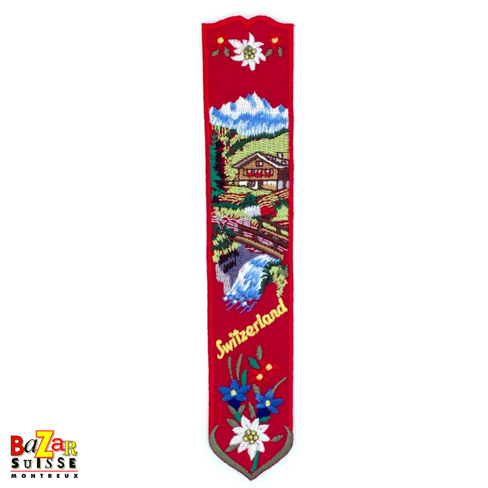 Segnalibro ricamato chalet - rosso