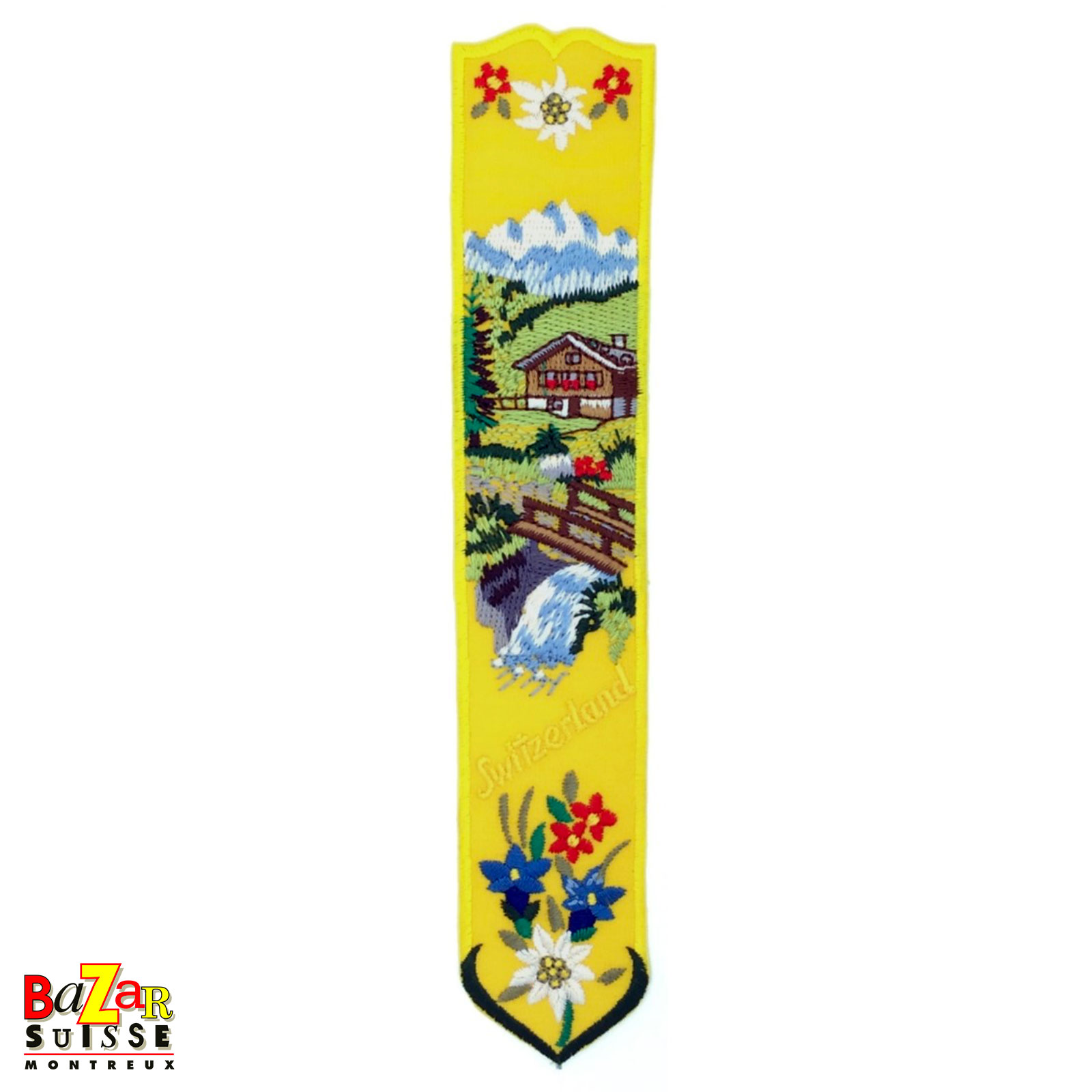 Segnalibro ricamato chalet - giallo