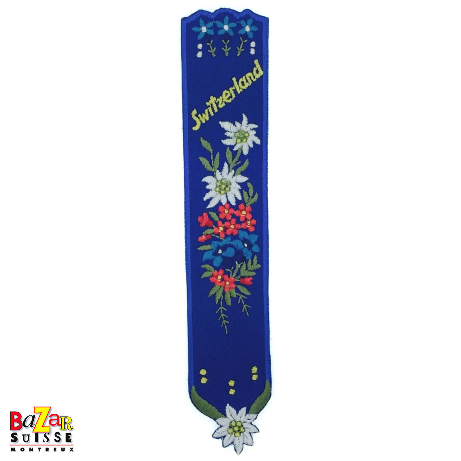 Segnalibro ricamato fiori - blu