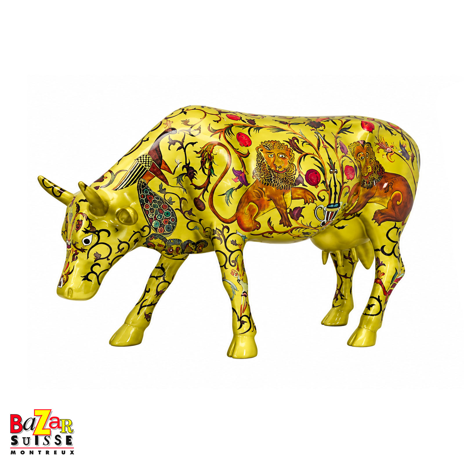 Golden Byzantine cow figurine - CowParade - 30 x 9 x 20 cm