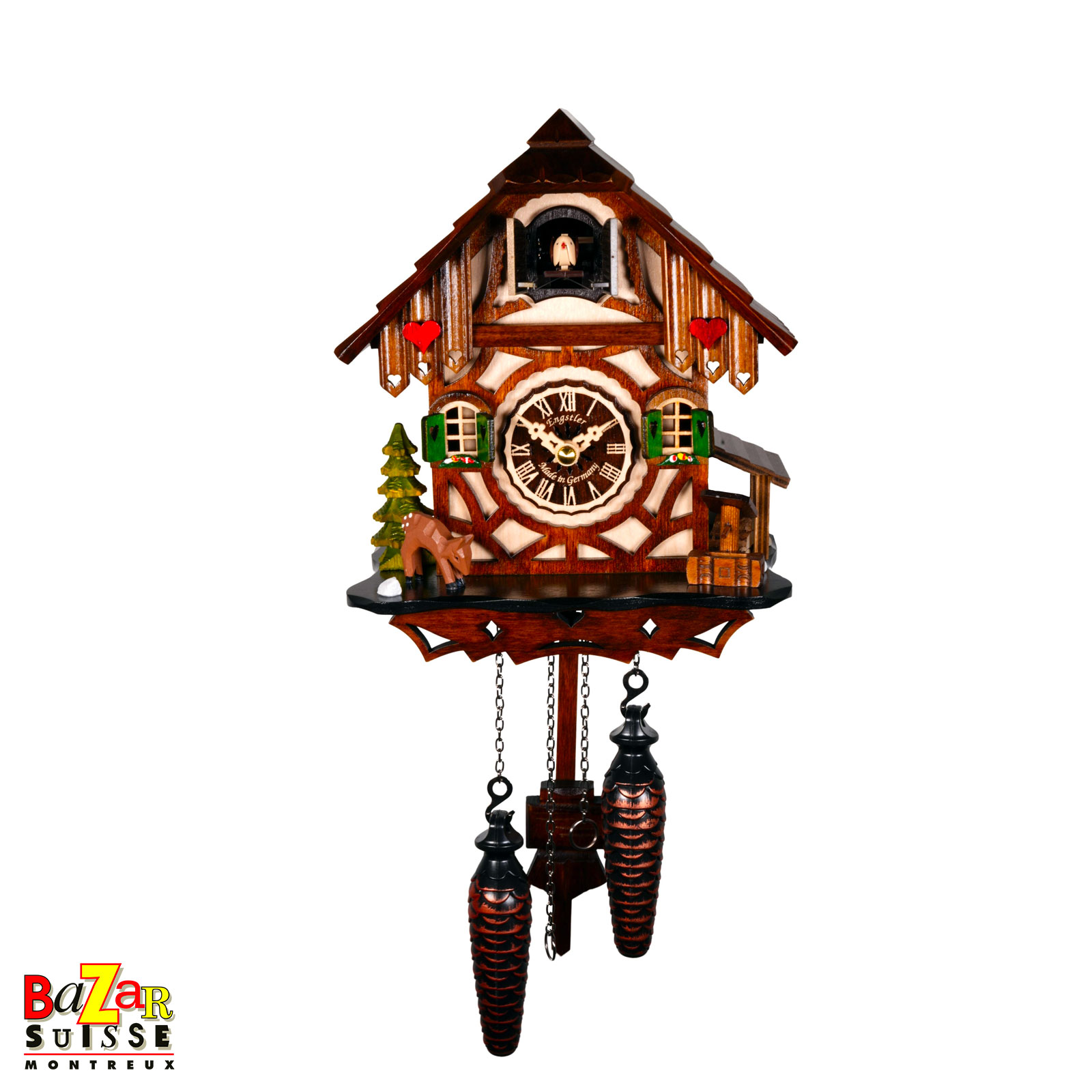 Orologio a cucù al quarzo - piccolo chalet - 23 cm