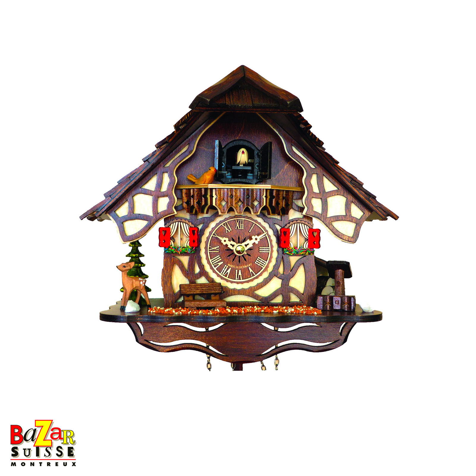 Orologio a cucù al quarzo - chalet con tetto a scandole - 24 cm
