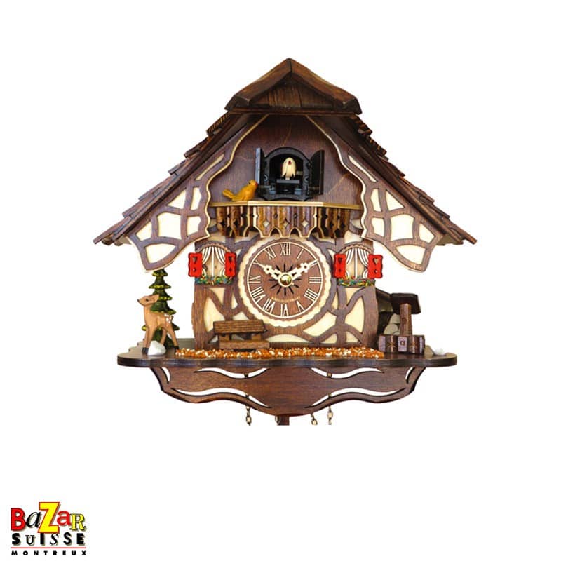 Quarz-Kuckucksuhr - Holzschindeldach