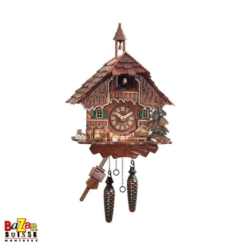 Quarz-Kuckucksuhr – Bauernhof mit 2 Rehkitzen