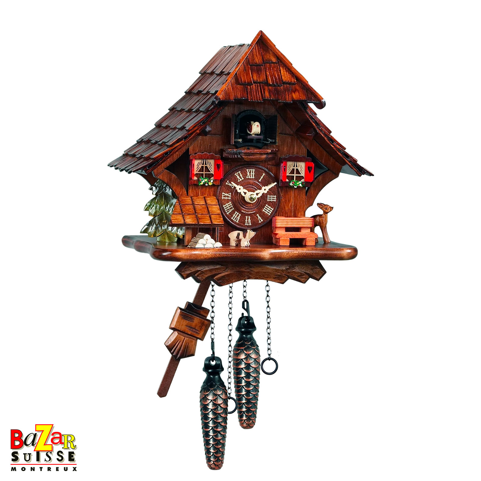 Orologio a cucù al quarzo - cerva - 26 cm
