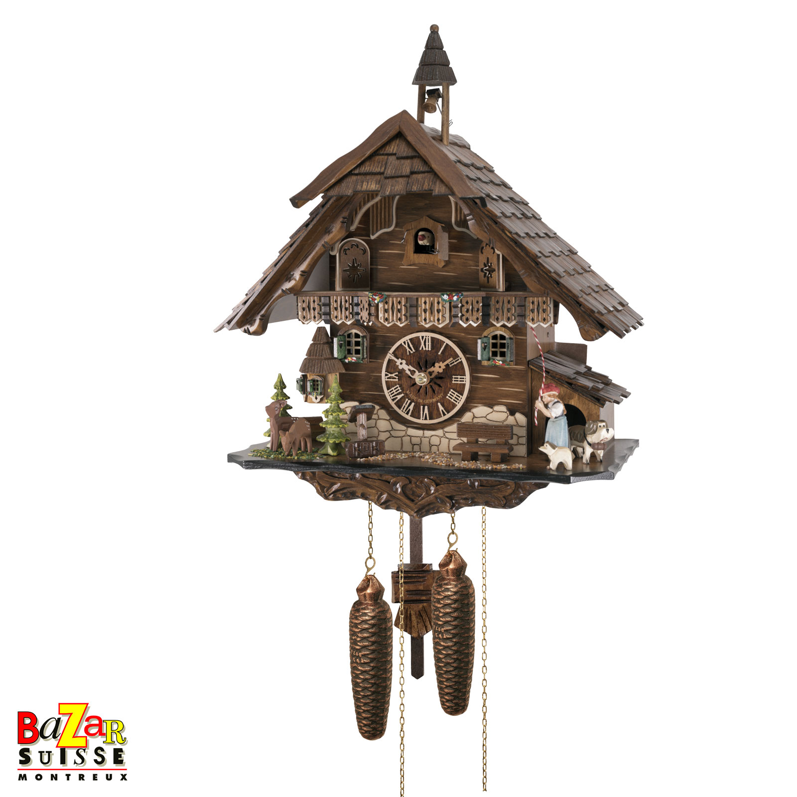 8-day mechanical cuckoo clock - bell-ringing woman - 40 cm