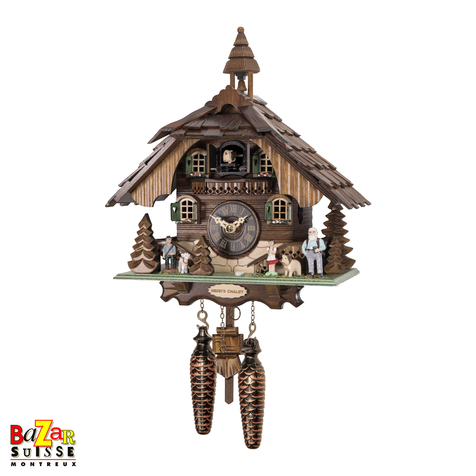 Orologio a cucù al quarzo con musica - casa di Heidi - 31,5 cm