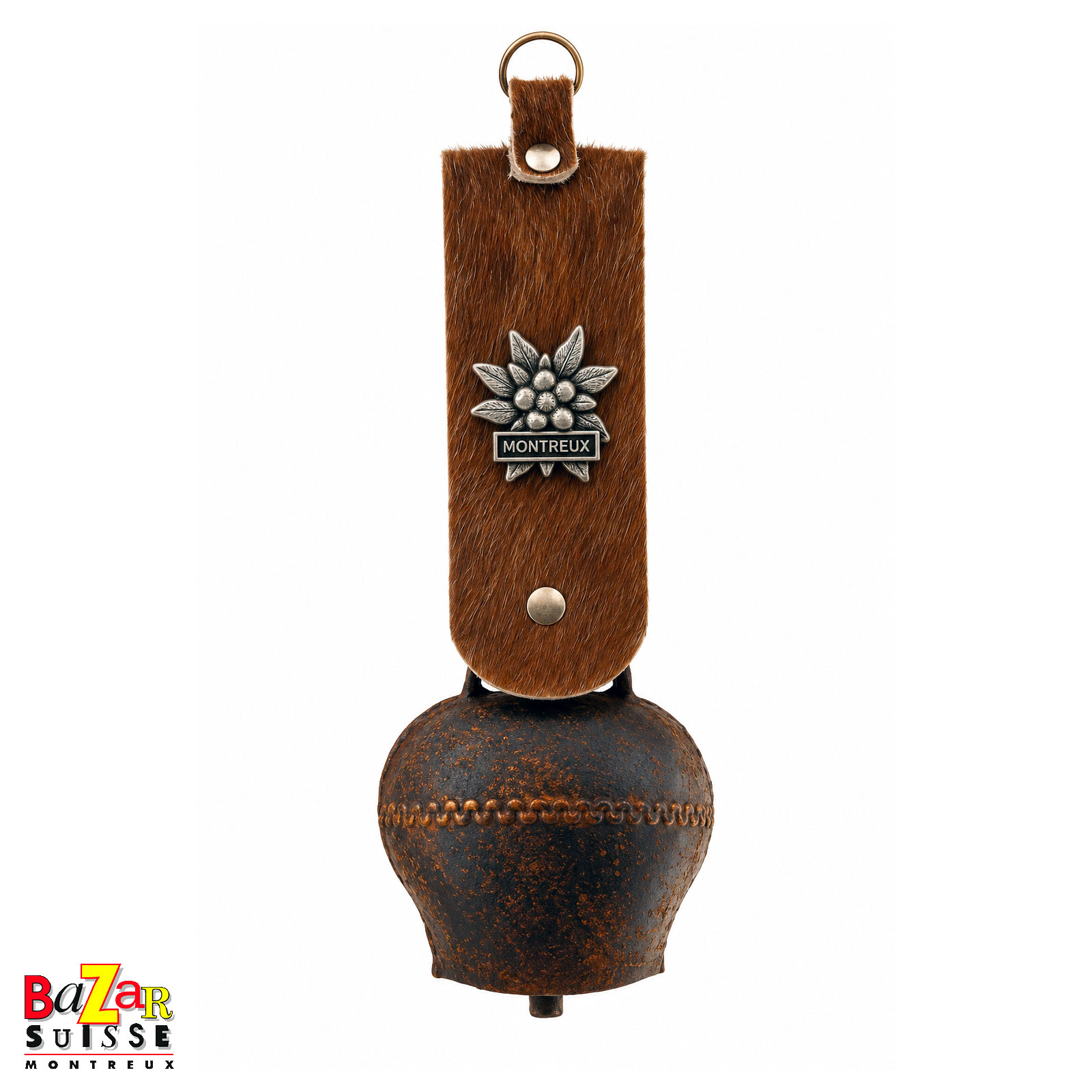 Campana in lamiera forgiata con pelliccia bovina - 23 cm
