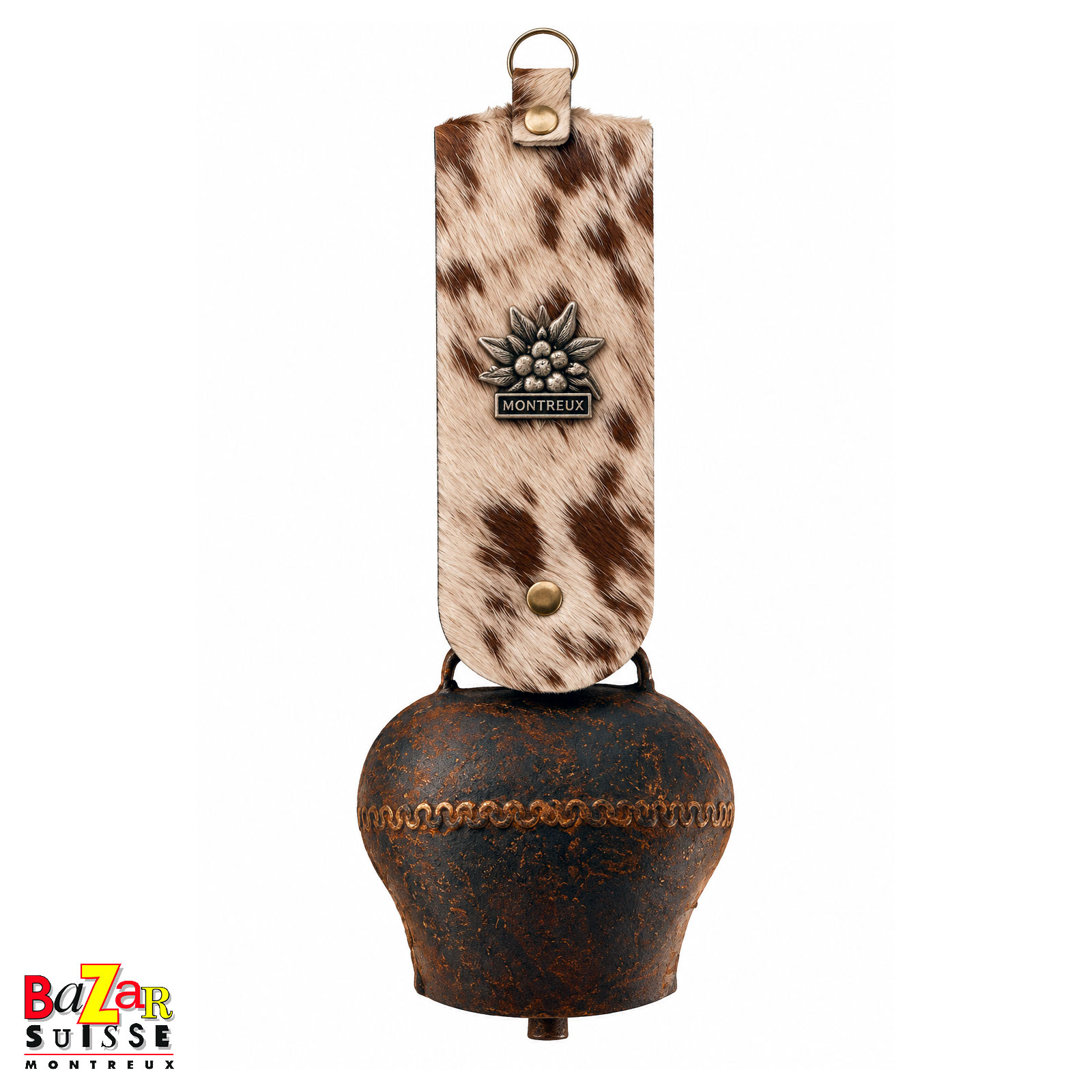 Campana in lamiera forgiata con pelliccia bovina - 30 cm