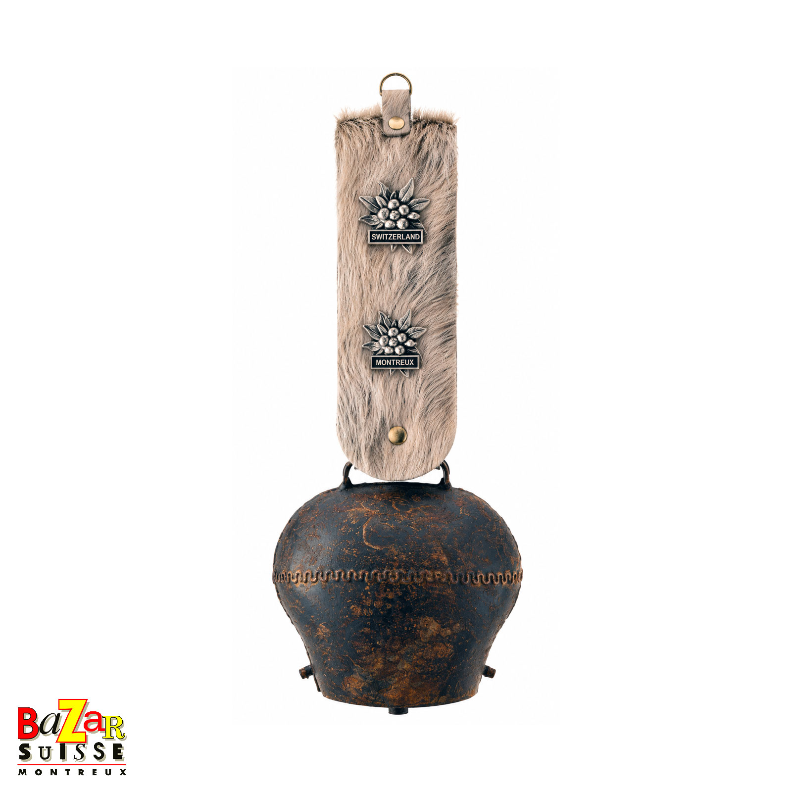 Campana in lamiera forgiata con pelliccia bovina - 39 cm